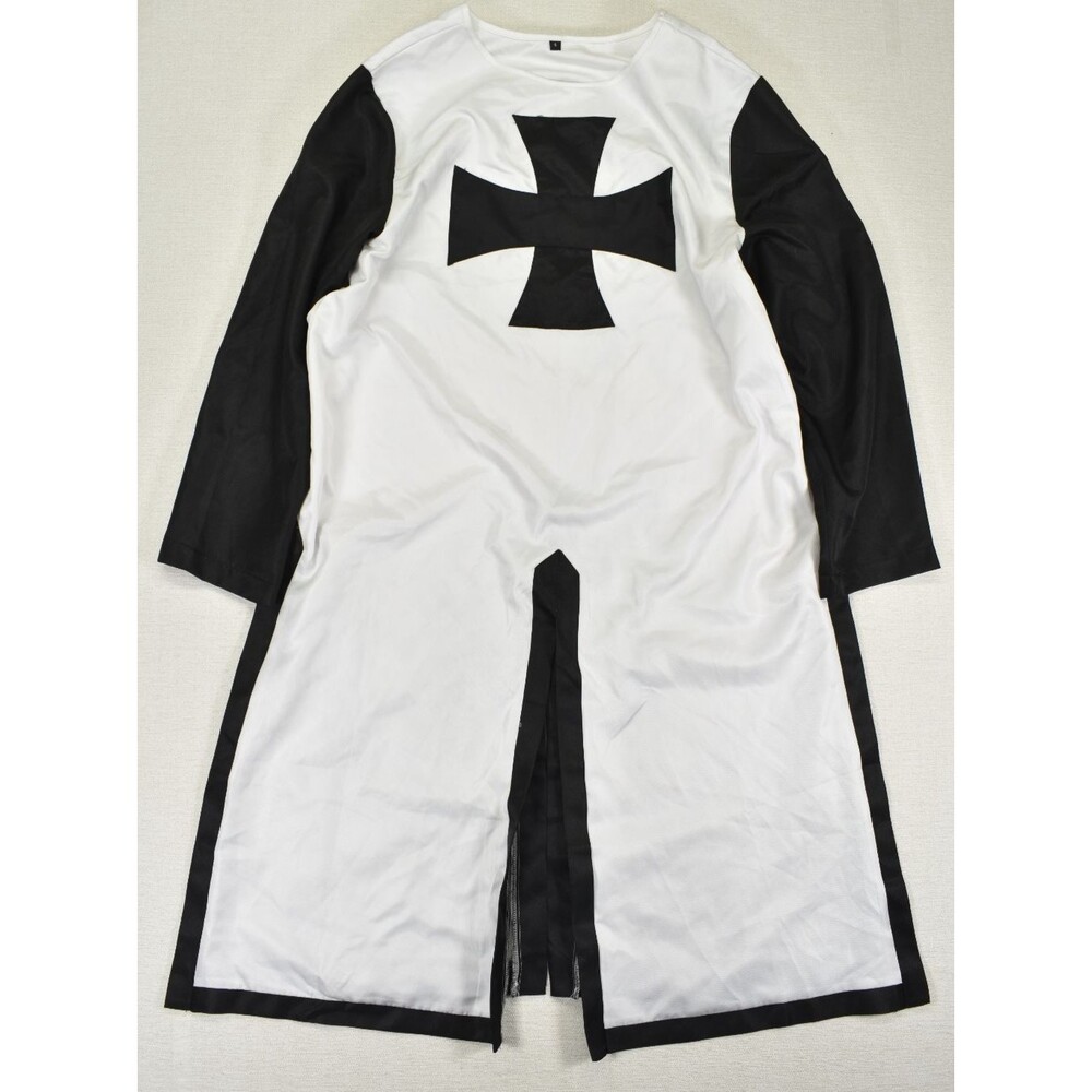 Medieval Knight Templar White Tunic Full Sleeves Larp Cosplay Costume Adult S